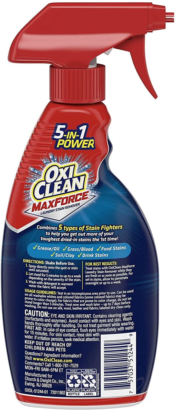 OxiClean Max Force 5 in 1 Power Laundry Stain Remover Spray, 12 oz - 2 PK - Image 2