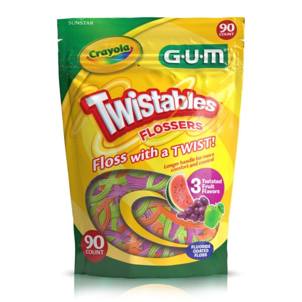 GUM Crayola Twistables Flossers, Fluoride Coated, Twisted Fruit Flavors, Ages 3+, 40 Count - Image 2