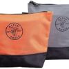 Klein Tools 55470 Utility Bag, Stand-Up Zipper Tool Bags, Tough 1680d Ballistic Weave, Reinforced Bottoms, Orange/Black, Gray/Black, 2-Pack