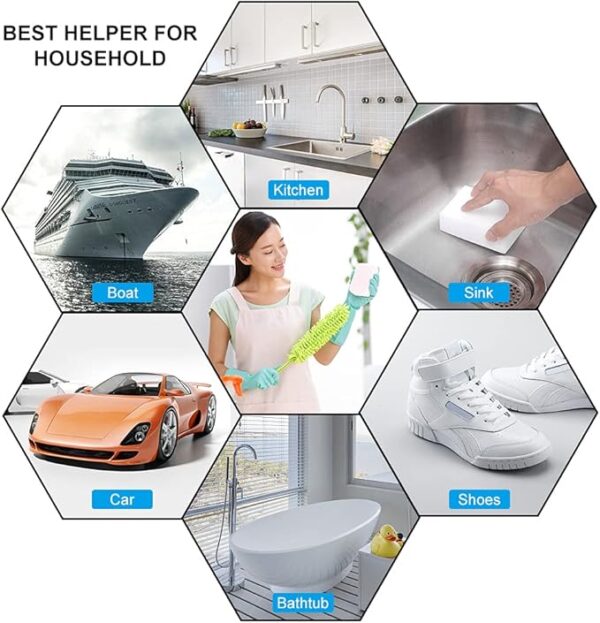 Magic Sponge Eraser POWOBEST 100 Pac Extra Thick Melamine Sponges Magic Cleaning Sponge - Image 2