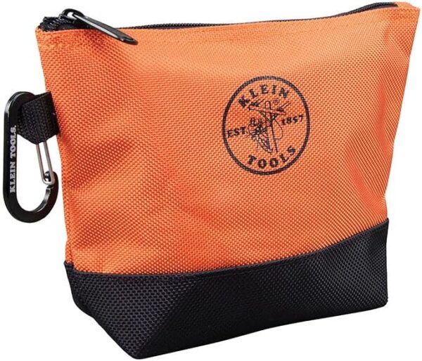 Klein Tools 55470 Utility Bag, Stand-Up Zipper Tool Bags, Tough 1680d Ballistic Weave, Reinforced Bottoms, Orange/Black, Gray/Black, 2-Pack - Image 6
