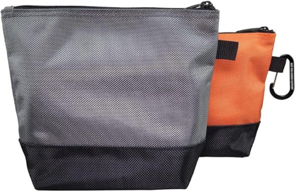 Klein Tools 55470 Utility Bag, Stand-Up Zipper Tool Bags, Tough 1680d Ballistic Weave, Reinforced Bottoms, Orange/Black, Gray/Black, 2-Pack - Image 8