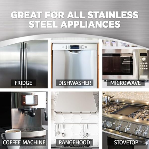 Weiman Stainless Steel Cleaner and Polish - Protects Appliances from Fingerprints, Leaves a Streak-Free Shine for Refrigerator, Dishwasher, Oven, Grill, 2 Pack With Microfiber Cloth - Image 5
