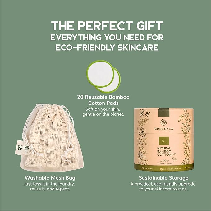 Greenzla Reusable Makeup Remover Pads (20 Pack) With Washable Laundry Bag And Round Box for Storage - Image 7