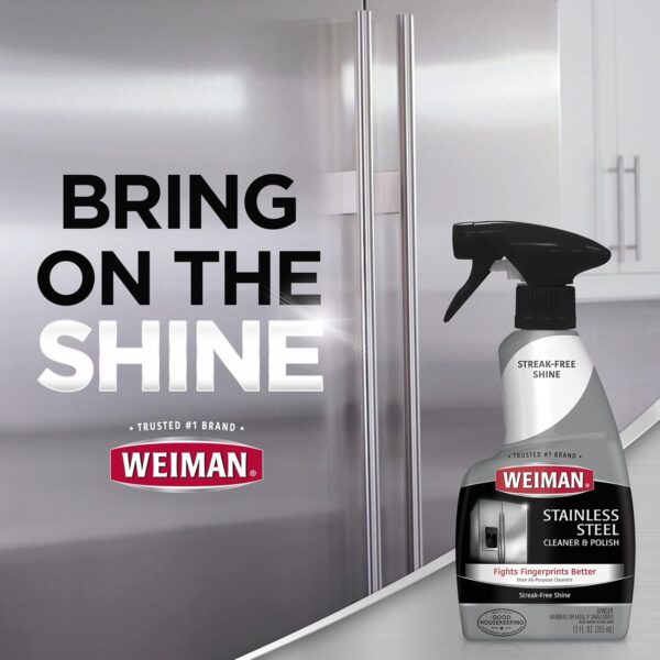Weiman Stainless Steel Cleaner and Polish - Protects Appliances from Fingerprints, Leaves a Streak-Free Shine for Refrigerator, Dishwasher, Oven, Grill, 2 Pack With Microfiber Cloth - Image 2