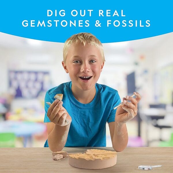 NATIONAL GEOGRAPHIC Mega Fossil and Gemstone Dig Kit - Excavate 20 Real Fossils and Gems, Science Kit for Kids, Rock Digging Excavation Kit, Geology Gifts for Boys and Girls - Image 7