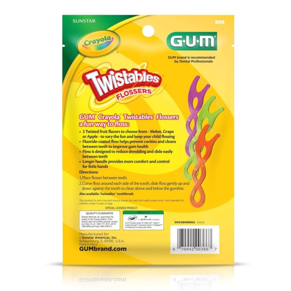 GUM Crayola Twistables Flossers, Fluoride Coated, Twisted Fruit Flavors, Ages 3+, 40 Count - Image 3