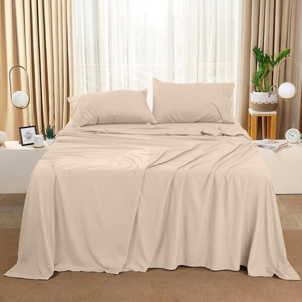 Utopia Bedding Bed Sheet Set – 4 Piece Full Bedding – Soft Brushed Microfiber Fabric – Shrinkage & Fade Resistant – Easy Care (Full, Beige)