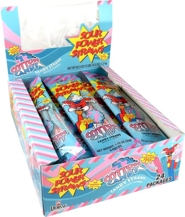 Sour Power Candy Straws, Cotton Candy, 1.75 oz (Pack of 24) - Image 4
